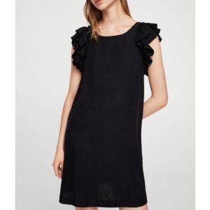 MNG Black ruffled sleeve dress